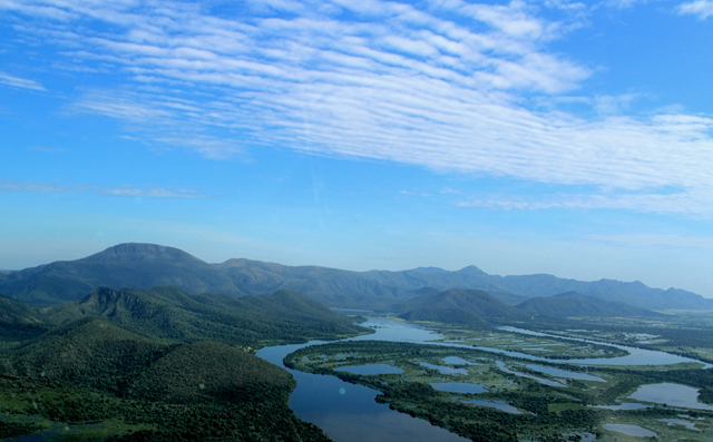 Vista do sobrevoo sobre o Pantanal na região de Corumbá