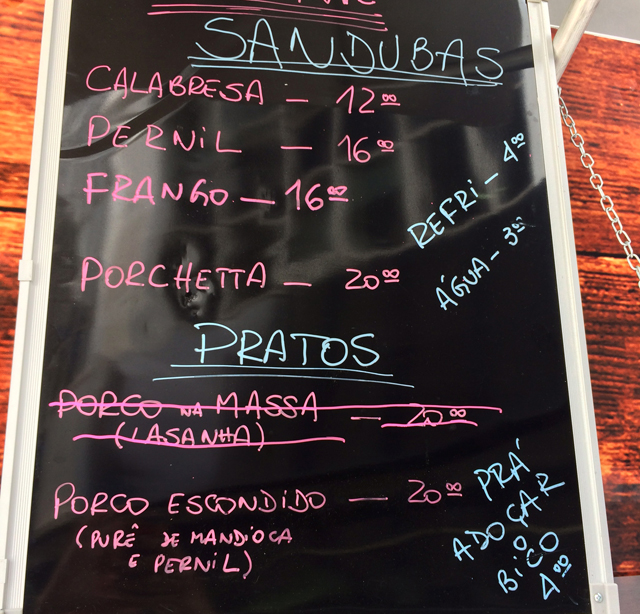Menu do dia no PigNIc