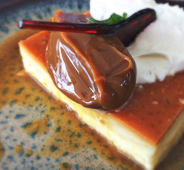 Flan de doce de leite do almoço na Huentala Wines