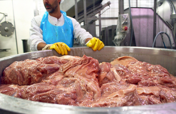 A textura do pernil após passar pelo segundo amaciamento mecanizado