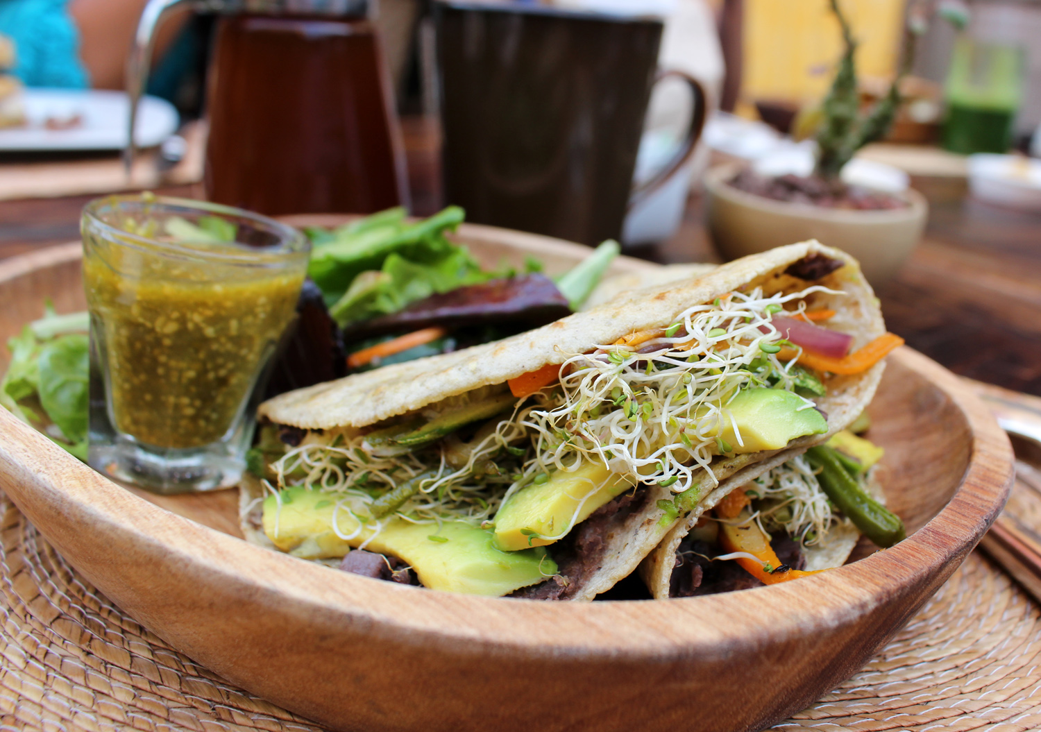 Deliciosa quesadilla de vegetais do restaurante do hotel Cielo Rojo, em San Francisco