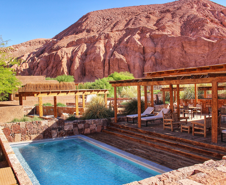 Uma das várias piscinas privativas do Hotel Alto Atacama: um ótimo lugar para relaxar dos dias repletos de atividade pelo deserto